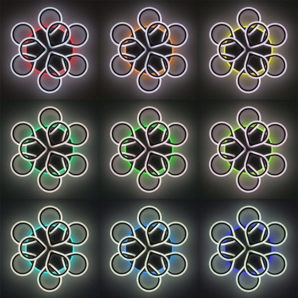 картинка Потолочная люстра светодиодная с управлением голосом и смартфоном с пультом регулировкой цветовой температуры и яркости Транай CL235A195E RGB от магазина BTSvet