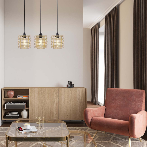 картинка Подвесной светильник Grid 10190/3S E27*40W Gold от магазина BTSvet