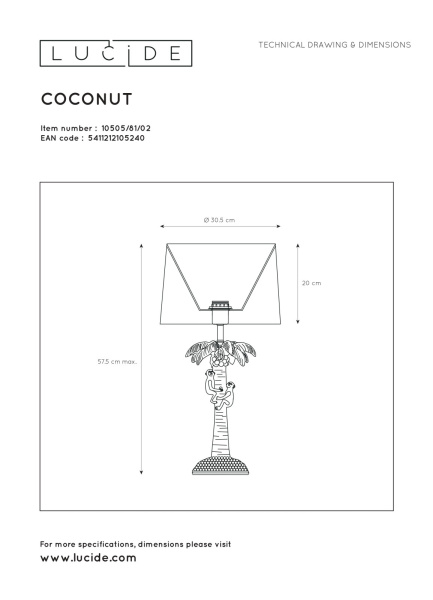 картинка Интерьерная настольная лампа с выключателем Extravaganza Coconut 10505/81/02 от магазина BTSvet