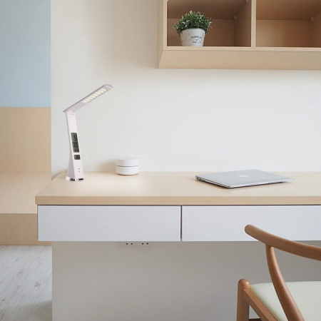 картинка Офисная настольная лампа светодиодная с выключателем, часами, термометром и регулировкой яркости Business 80504/1 от магазина BTSvet