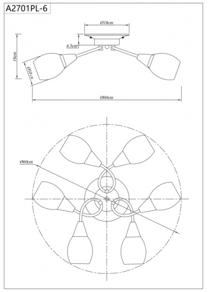 картинка Потолочная люстра Penny A2701PL-6WG от магазина BTSvet