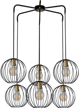 картинка Подвесной светильник Quebec 10176/6 E27*60W Black/Brass от магазина BTSvet