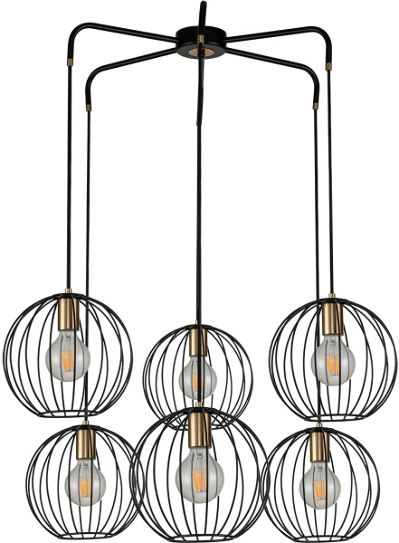 картинка Подвесной светильник Quebec 10176/6 E27*60W Black/Brass от магазина BTSvet