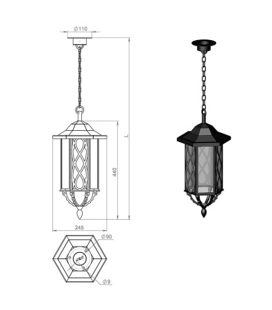 картинка Уличный подвесной светильник Гранд 170-01/brc-11 от магазина BTSvet
