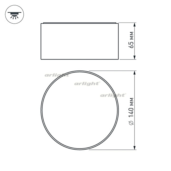 картинка Потолочный светильник LED круглый SP-RONDO-140B-18W Day White (Arlight, IP40 Металл, 3 года) 022237 от магазина BTSvet