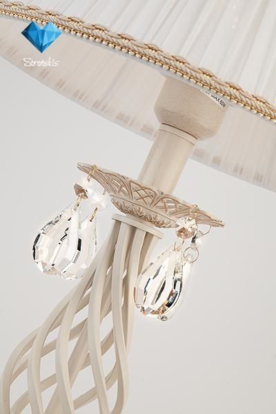 картинка Интерьерная настольная лампа Amelia 10054/1 белый с золотом/прозрачный хрусталь Strotskis от магазина BTSvet