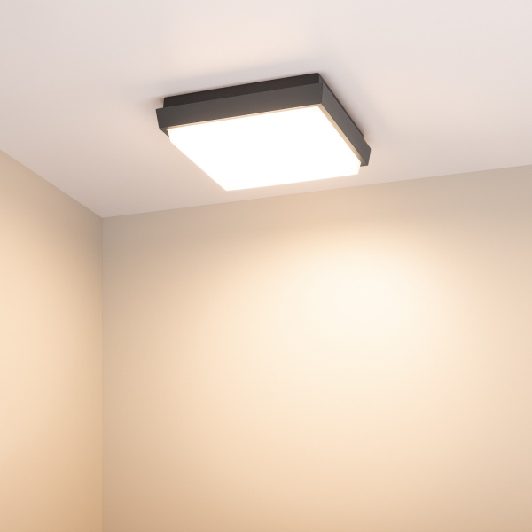 картинка Уличный потолочный светильник светодиодный защищенный LGD-AREA-S175x175-10W Warm3000 (GR, 110 deg, 230V) (Arlight, IP54 Металл, 3 года) 029951 от магазина BTSvet