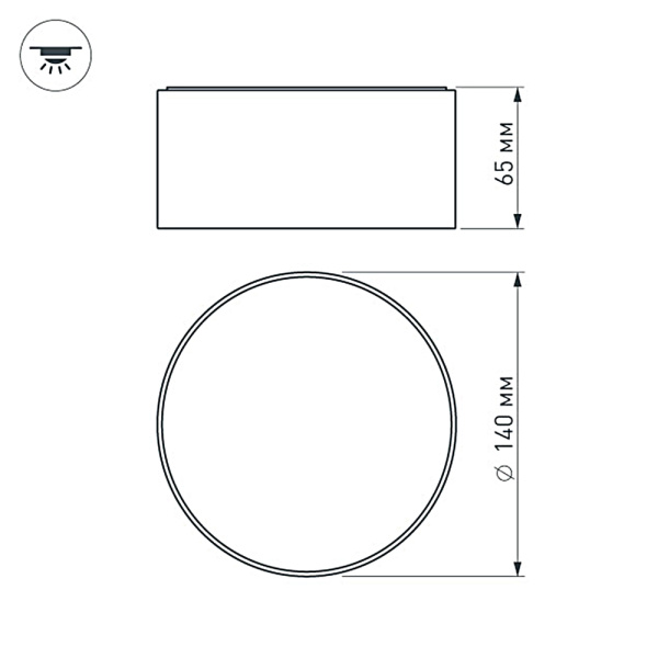 картинка Потолочный светильник LED круглый SP-RONDO-140B-18W Day White (Arlight, IP40 Металл, 3 года) 022237 от магазина BTSvet