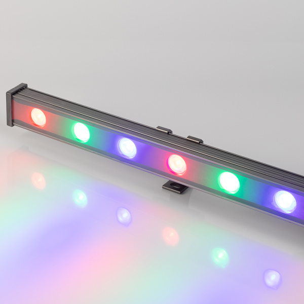 картинка Светодиодный прожектор AR-LINE-1000S-18W-24V RGB (Grey, 30 deg, DMX512) (Arlight, Закрытый) 023623 от магазина BTSvet