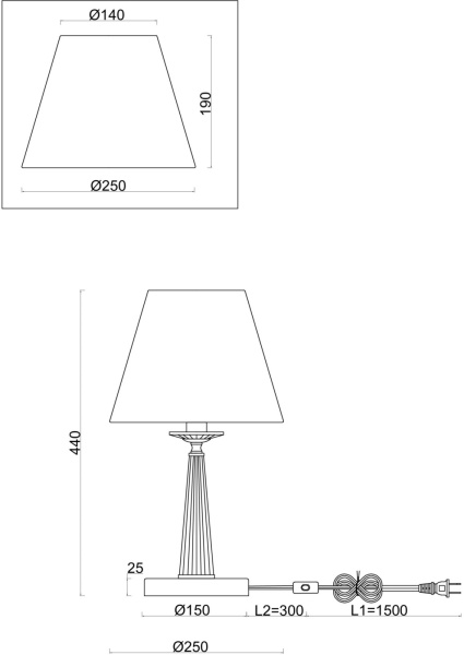 картинка Интерьерная настольная лампа с выключателем Osborn FR2027TL-01N от магазина BTSvet