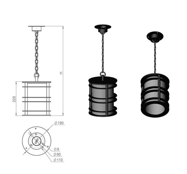 картинка Уличный подвесной светильник Бордо 180-02/b-02 от магазина BTSvet
