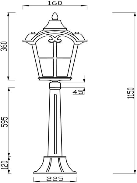 картинка Наземный фонарь Albion O413FL-01GB1 IP44 от магазина BTSvet