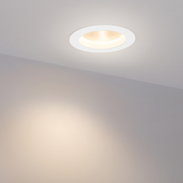 картинка Светодиодный Светильник встраиваемый LED LTD-105WH-FROST-9W Warm White 110deg (Arlight, IP44 Металл, 3 года) 021067 от магазина BTSvet