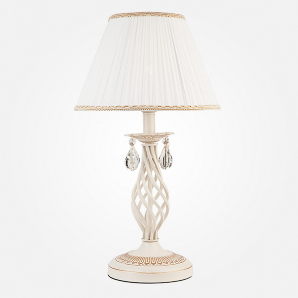 Интерьерная настольная лампа Amelia 10054/1 белый с золотом/прозрачный хрусталь Strotskis